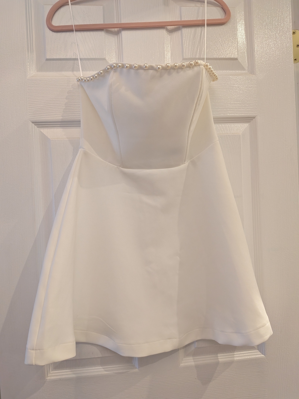 NWT Altar'd State Pearl-Trim White Strapless Women's Dress
